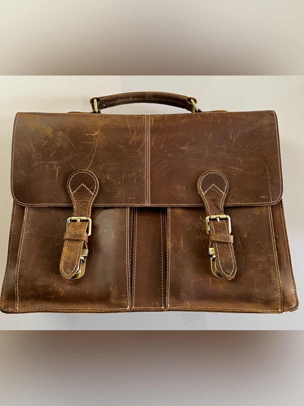 Classic Brown Leather Briefcase - Men Bags